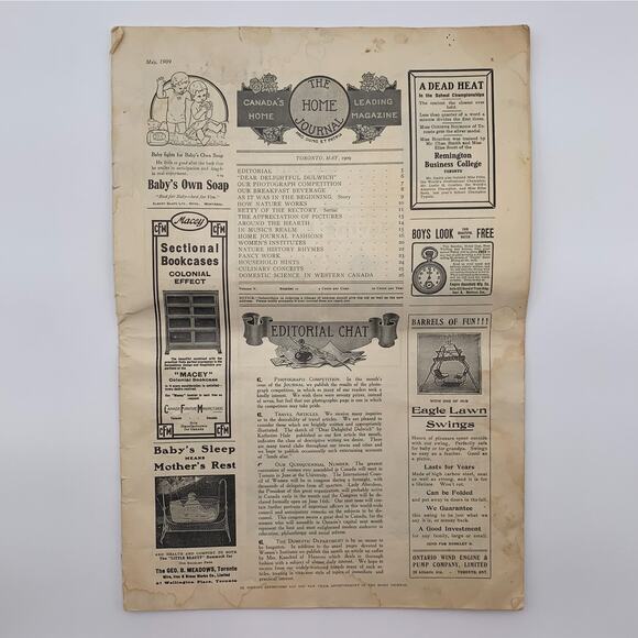 The Home Journal Canada's Leading Home Magazine May 1909 Antique Vintage - Picture 1 of 3